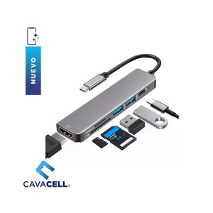 ADAPTADOR ONTEN USB-C – USB-A (2) + USB-C + SD/TF + HDMI