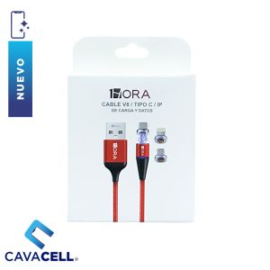 CABLE 1H USB-A -VARIAS PUNTAS IMAN-CAB253 ROJO