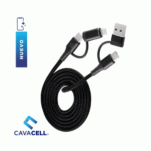 CABLE MOBO CAP USB-C + USB-A – USB-C + LIGHTNING 60W 1M