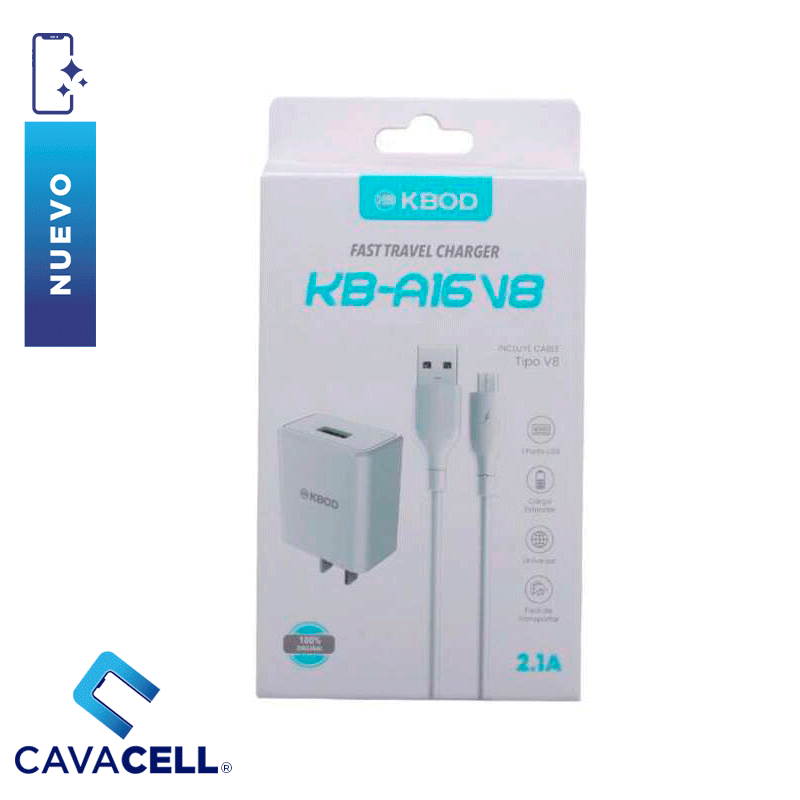 CARGADOR BLANCO-KBOD USB-A – V8 2.1A KB-A16V8