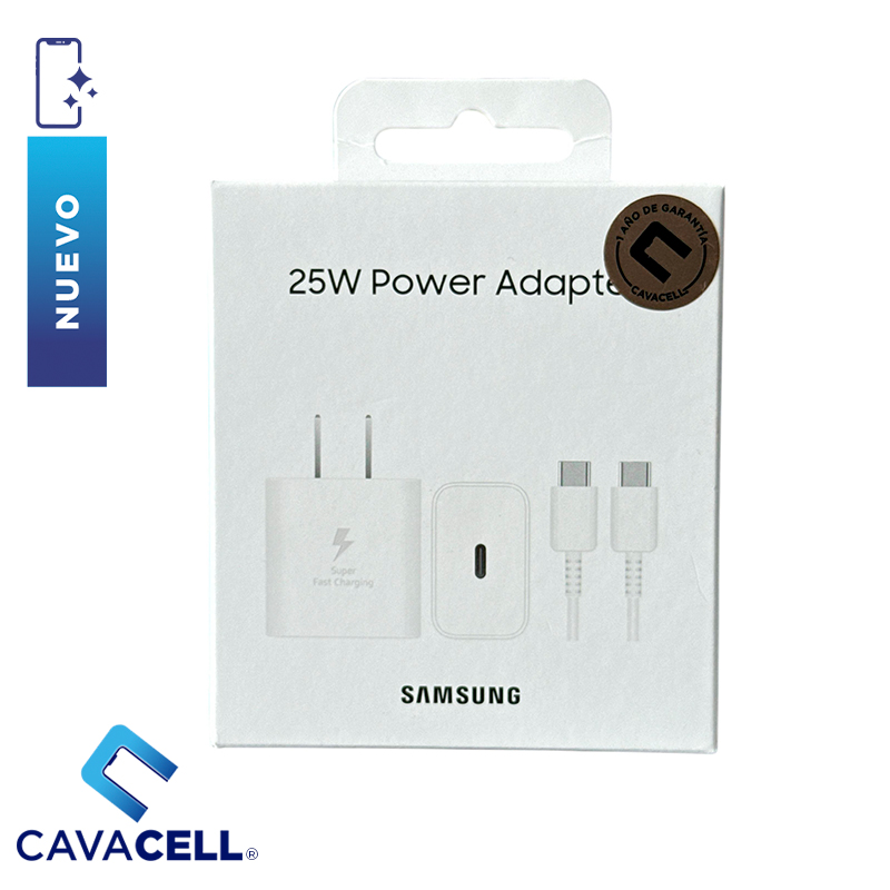 SAMSUNG-CARGADOR 25W USB-C - USB-C-NEGRO ORG-BLANCO-NUEVO